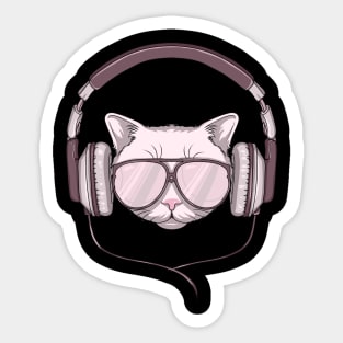 Cat with Sunglasses and Headphone Sticker